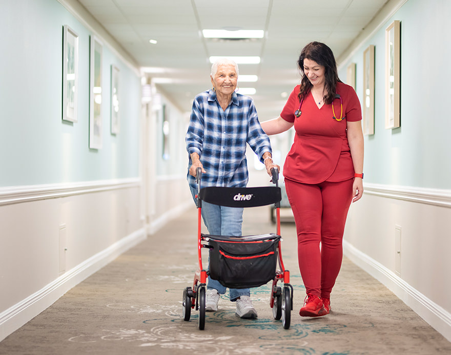 Assisted Living senior woman and nurse
